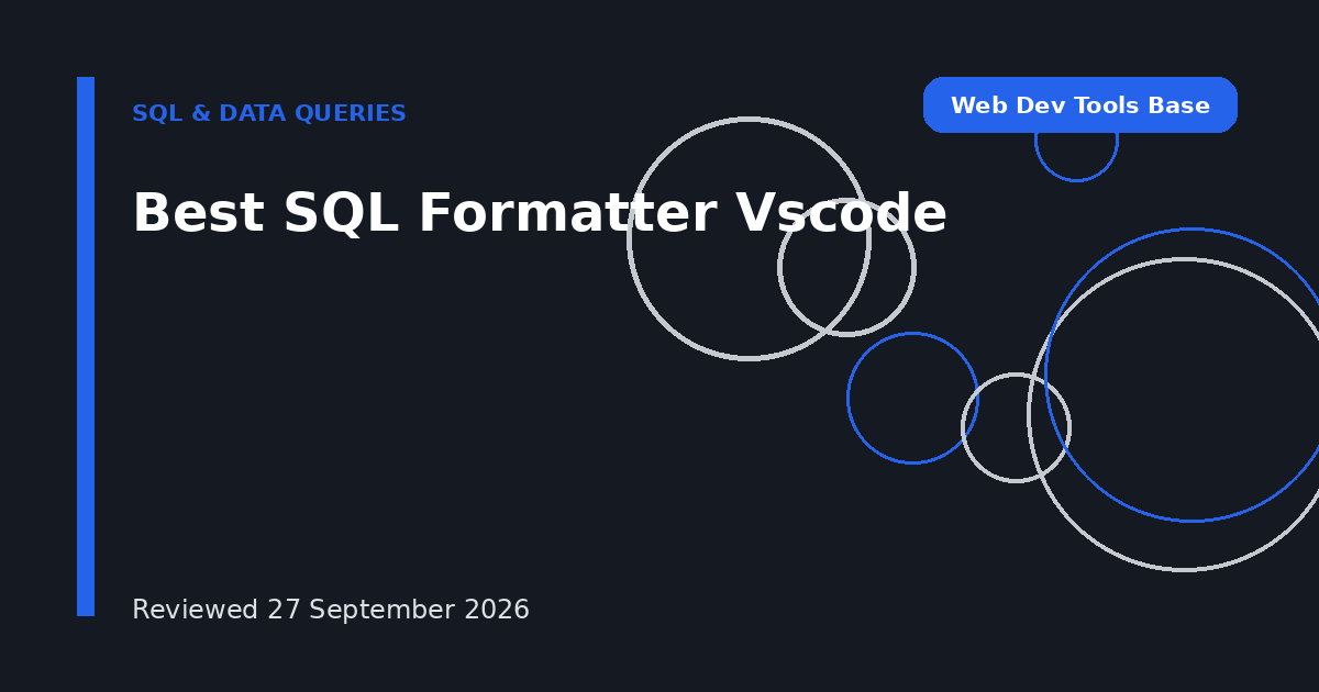 Best SQL Formatter Vscode