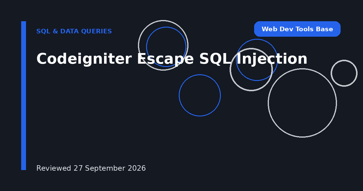 Codeigniter Escape SQL Injection
