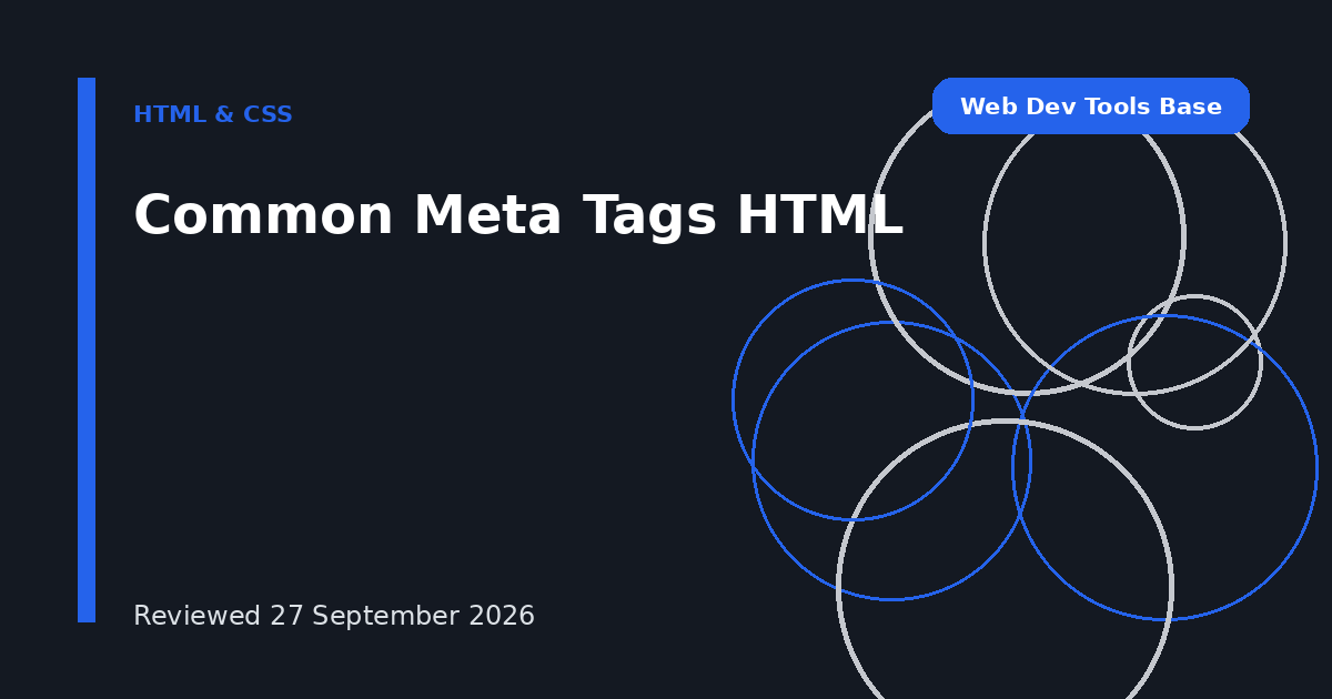 Common Meta Tags HTML