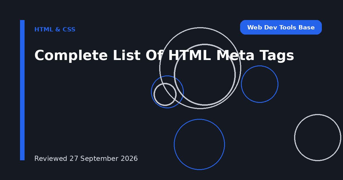 Complete List Of HTML Meta Tags