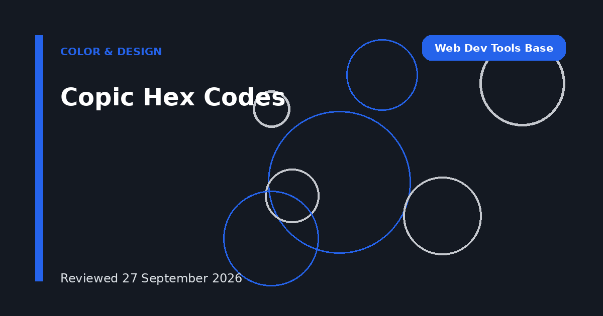 Copic Hex Codes