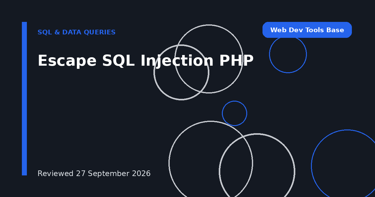 Escape SQL Injection PHP