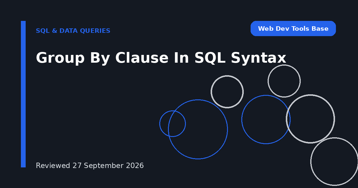 Group By Clause In SQL Syntax