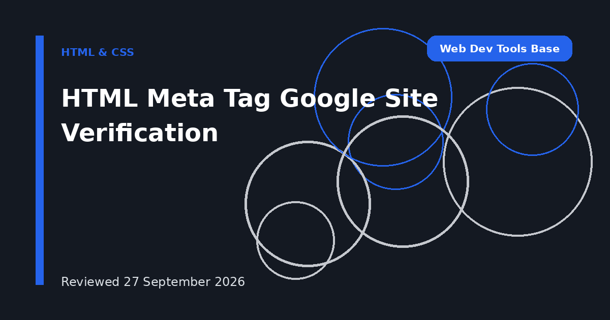 HTML Meta Tag Google Site Verification