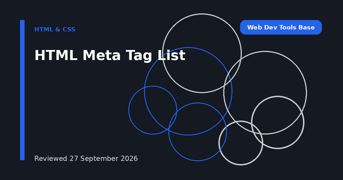 HTML Meta Tag List
