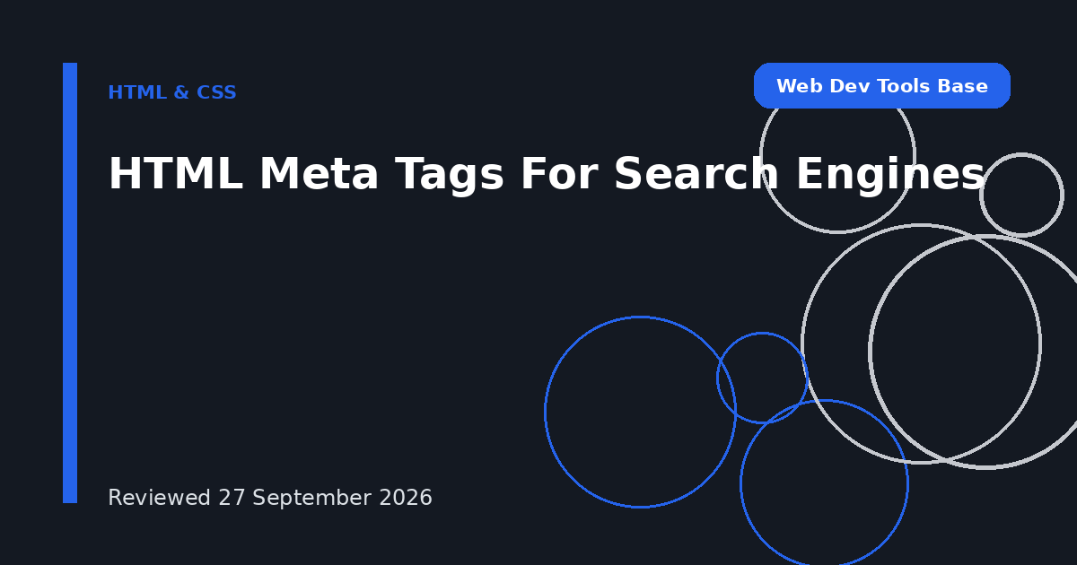 HTML Meta Tags For Search Engines