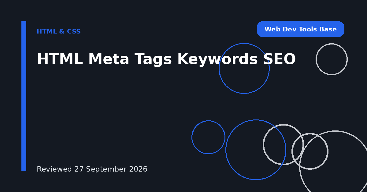 HTML Meta Tags Keywords SEO