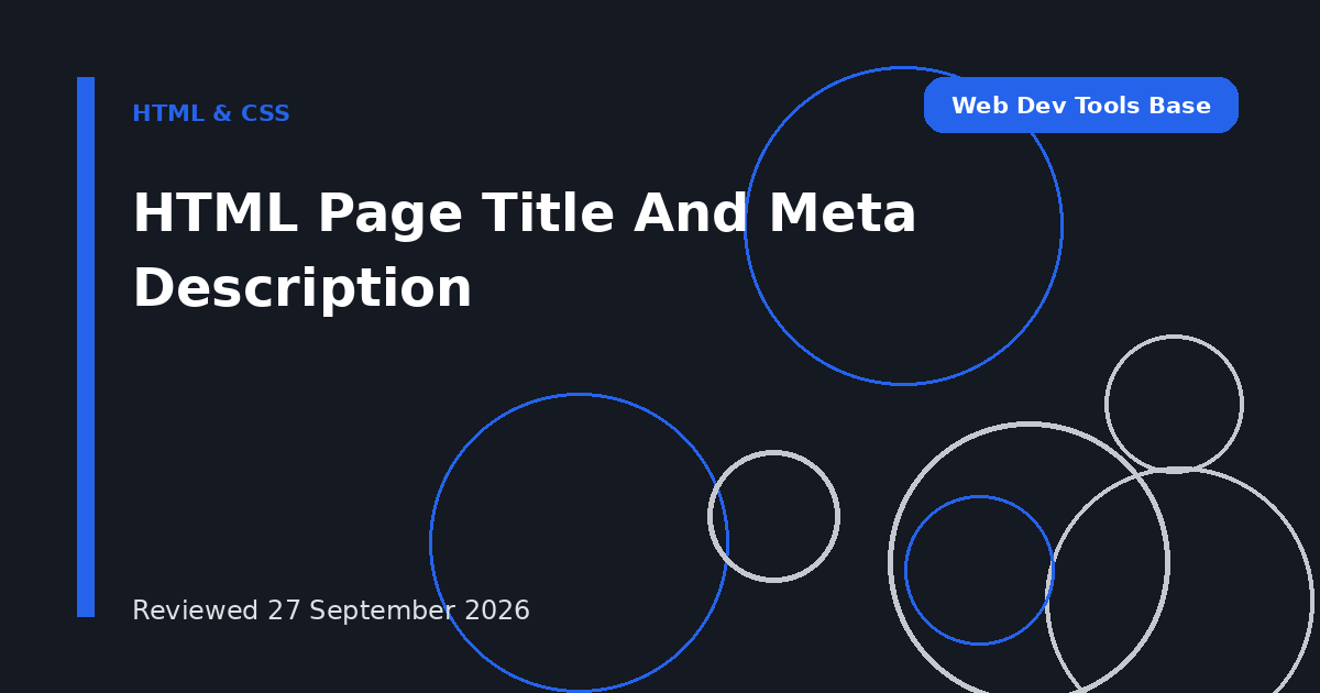 HTML Page Title And Meta Description