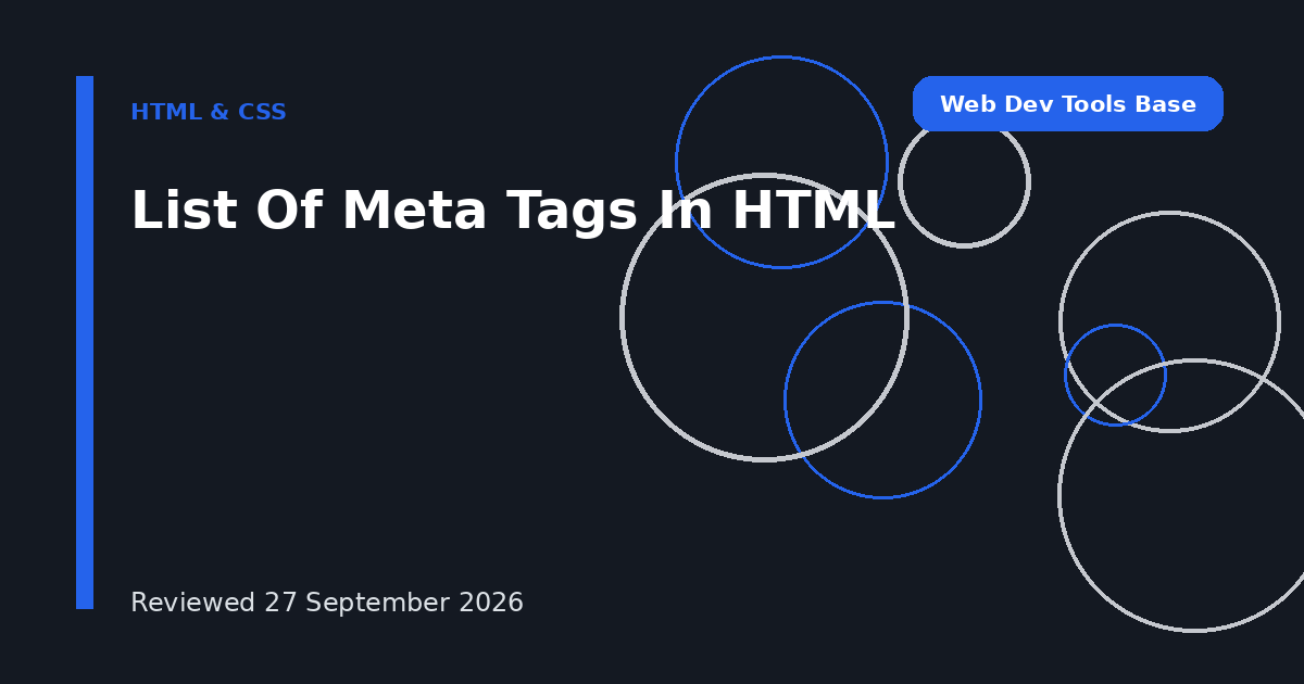 List Of Meta Tags In HTML