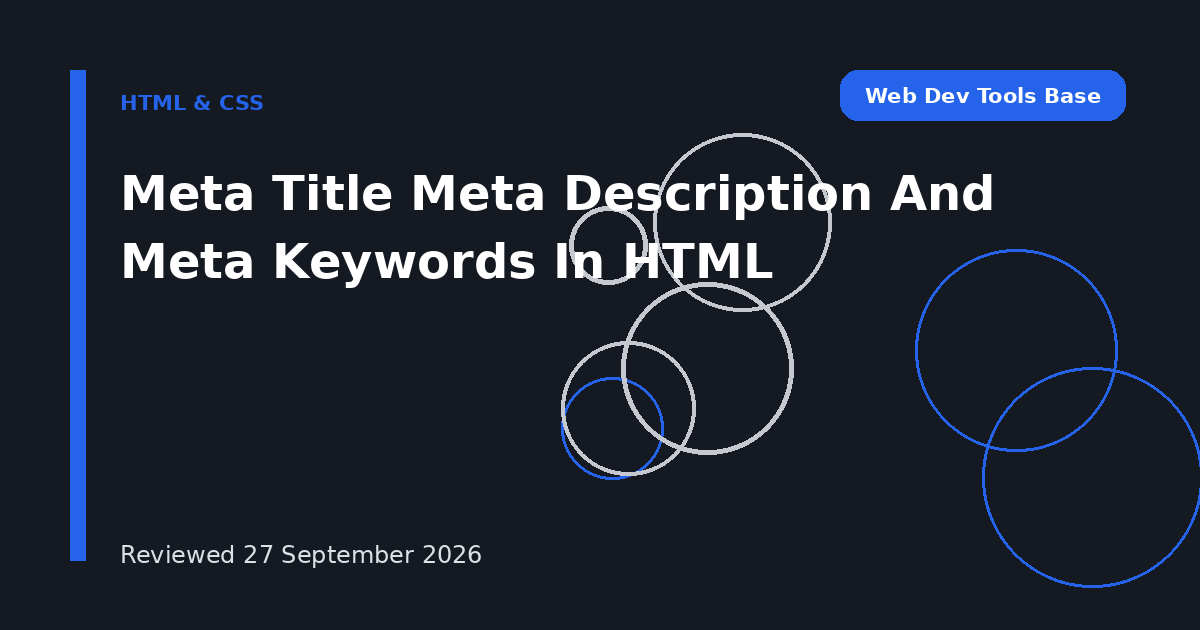 Meta Title Meta Description And Meta Keywords In HTML