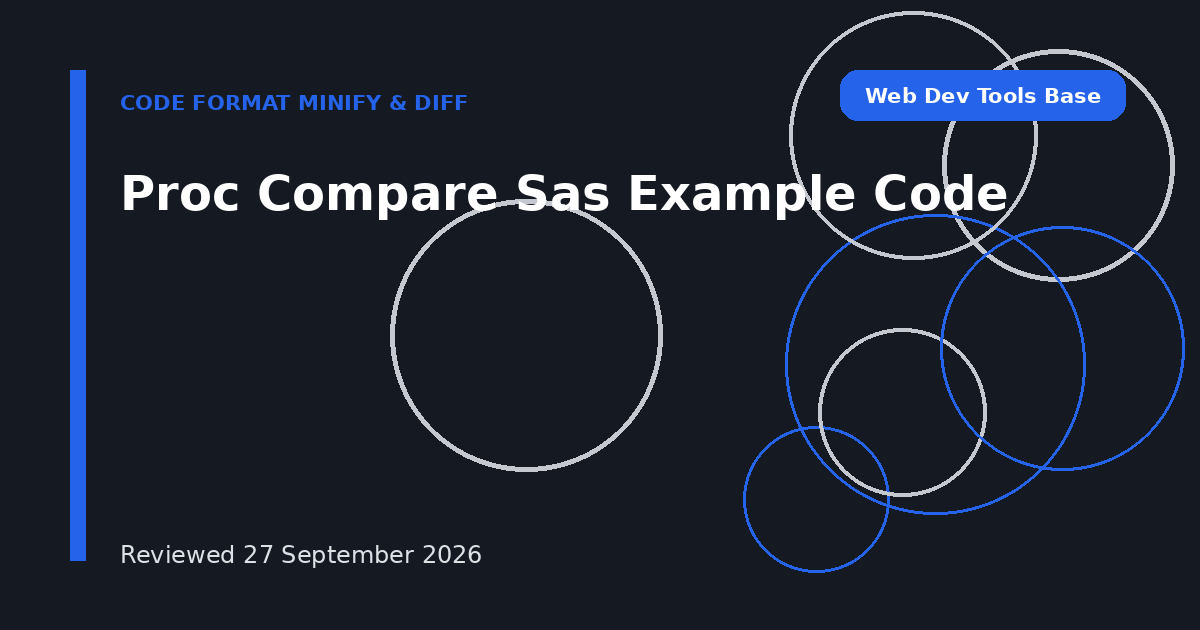 Proc Compare Sas Example Code