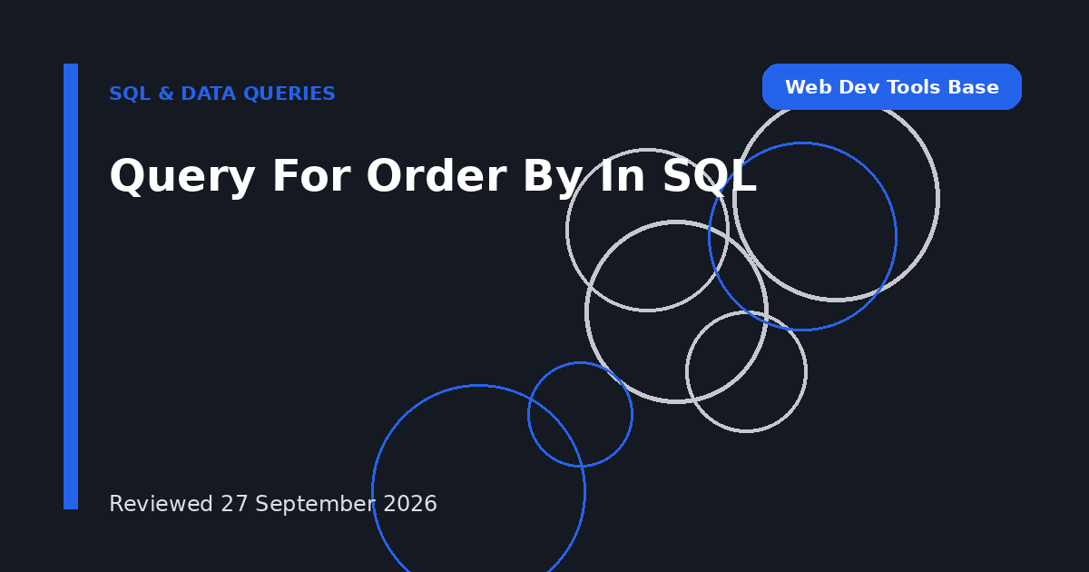 Query For Order By In SQL